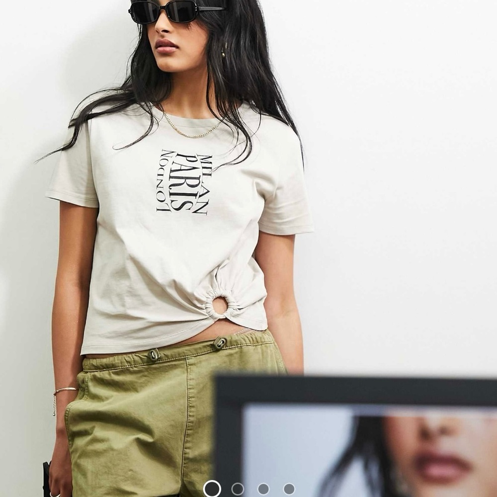 River Island Cream Short Sleeve Relaxed Tee